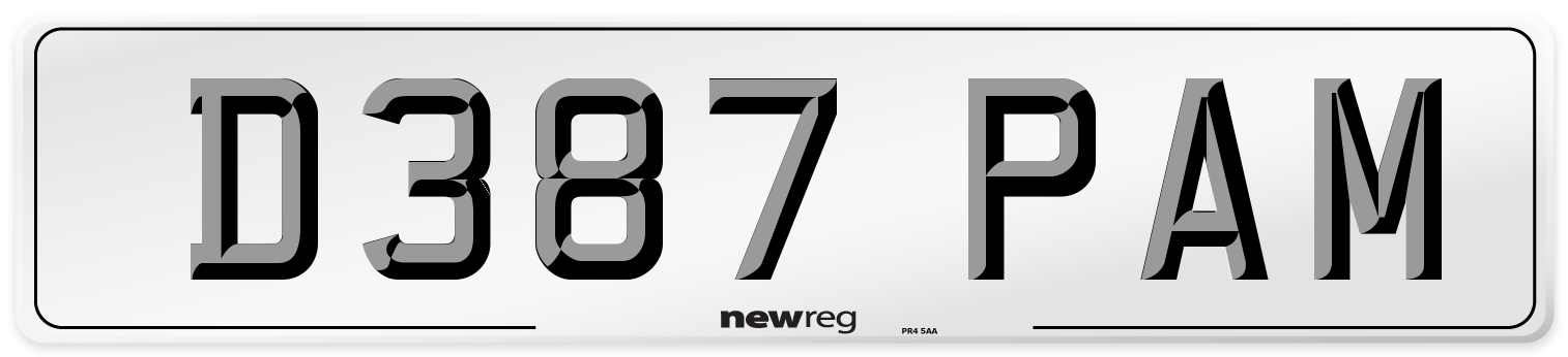 D387 PAM Number Plate from New Reg